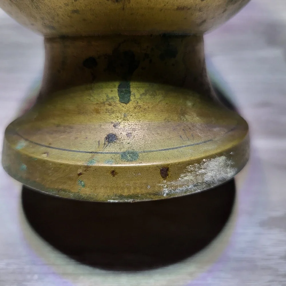Brass Antique Vase Etched Vintage Solid Indian India Made Engraved Design Vtg